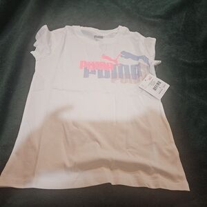 Puma Kids White and Pink Graphic Tee